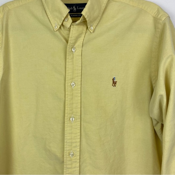 Ralph Lauren Button Down Shirt Classic Fit Yellow - Picture 2 of 12